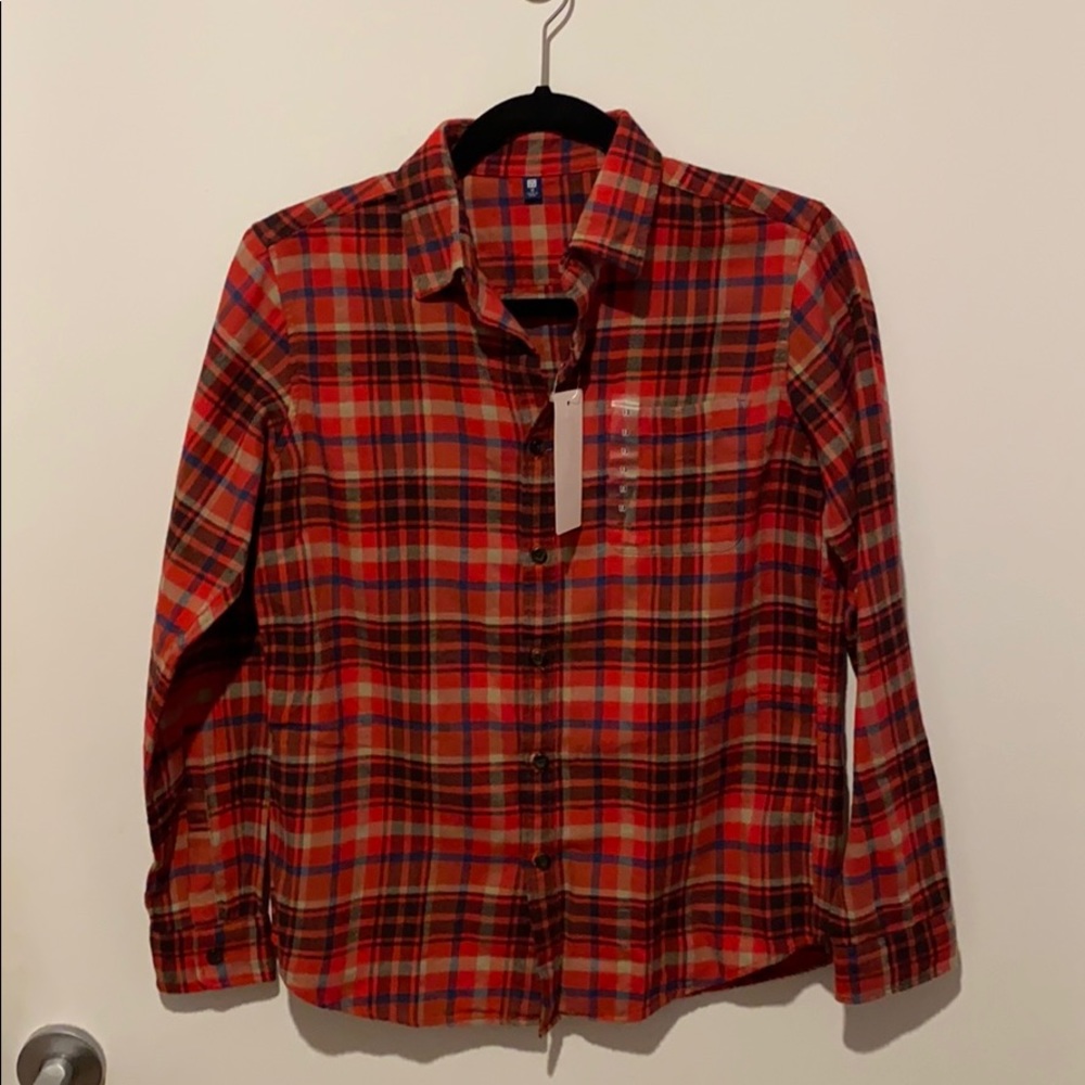 Red Plaid Flannel Shirt - Uniqlo